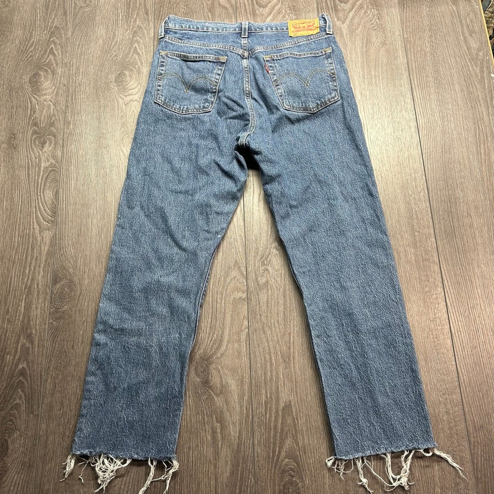 Levis 501 Original Fit Straight Leg W28 Jeans Medium Wash Raw Hem Button Fly